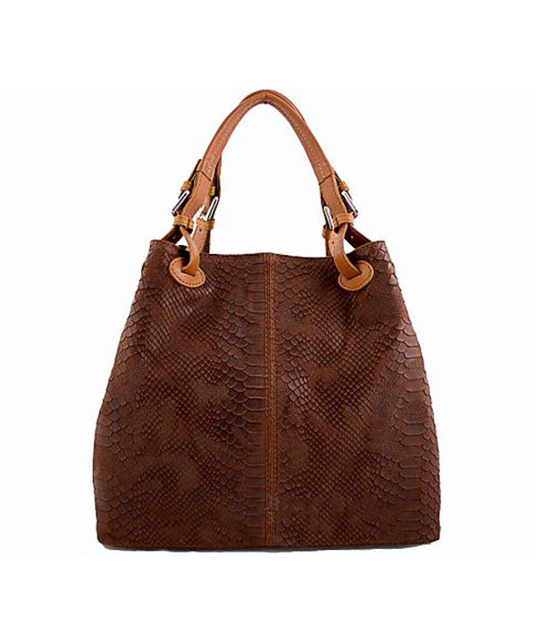 0004 snakeprint leather bag brown