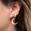 Moon Earrings, Celestial Boho Earrings, Crescent Moon Sterling Silver 925 Dangle Earrings, handmade earrings 1
