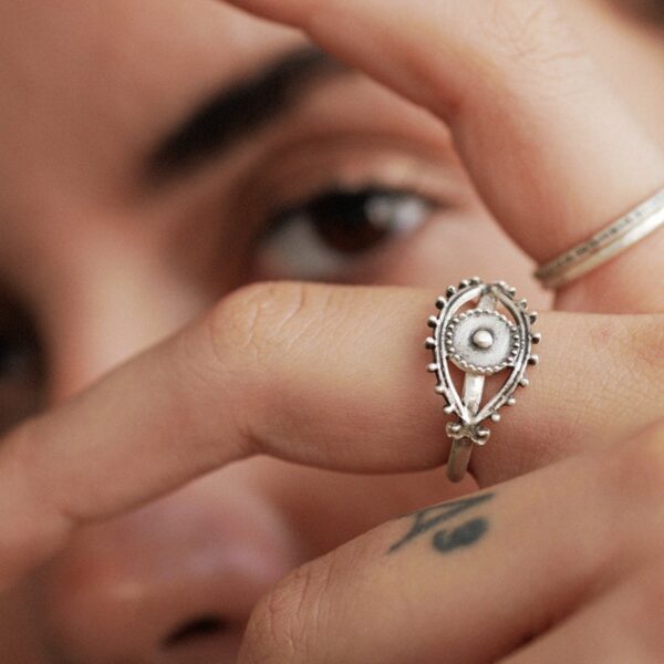 Ασημένιο δαχτυλίδι"Evil Eye", Χειροποίητο από ασήμι 925