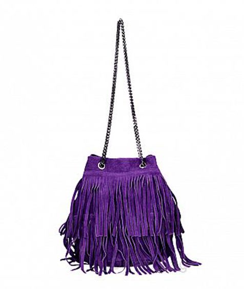 Δερμάτινη γυναικεία τσάντα πουγκί μωβ σουέντ Naima purple
