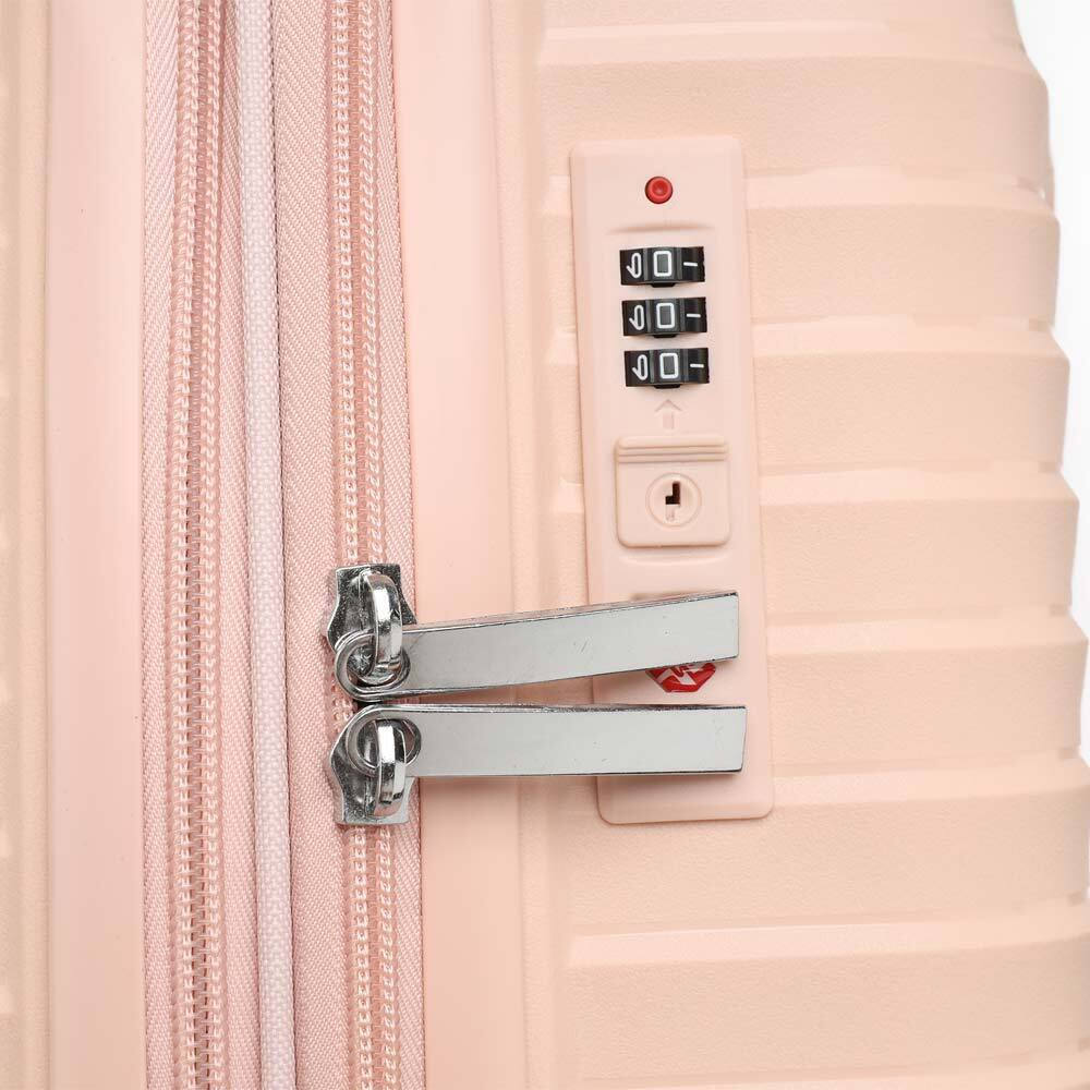 Amber Βαλίτσα Ταξιδιού Καμπίνας Ροζ με 4 Ρόδες Ύψους 55εκ pink f